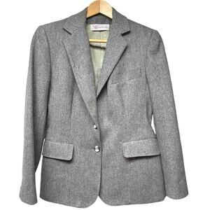 Vintage Evan Picone Gray Blazer Suit Jacket Size 10 Wool Blend Work Career